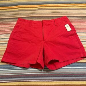 GAP‎ Women's Red 4 Inch Downtown Khaki Shorts Size 10 Regenerative Cotton